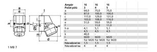 Zásuvka nástěnná 16A 3p 230V IP44 6h Quick-Connect BALS 11930