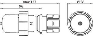 Průmyslová zásuvka na stěnu 3F (+ 1-f 16A) IP44 16A 400V 3p+PE ETI 004482054