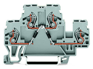 Svorka pro moduly dvoupatrová 2 diody 1N4007 šedá 2,5mm2 Wago 870-541/281-490