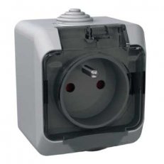 Schneider WDE000642 Zásuvka 230V 16A 2P+PE, šedá s čirým krytem