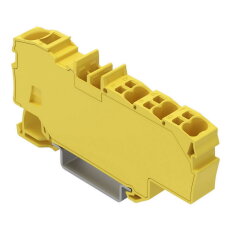 Distribuční svorka, S ovládacími otvory, 1× 6 mm2 / 6× 1,5 mm2, Žlutá