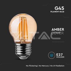 LED Bulb 4W Filament E27 G45 Amber Cover 2200K VT-1957-N, V-TAC SKU217100