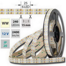 LED pásek SMD2835 WW, 240LED/m,IP20, 5m
