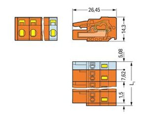 Pružinová svorka CAGE CLAMP 2,5mm2 oranžová 2pól. WAGO 231-702/026-000