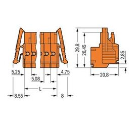Pružinová svorka Push-in CAGE CLAMP 2,5mm2 oranžová 4pól. WAGO 231-2304/037-000