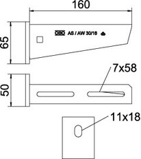 Nástěnný výložník OBO AW 30 16 FT B160mm Ocel žár.zinek