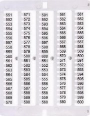 Označovací štítky ES-NU0851551 s potiskem čísel 551-600 ETI 003903088