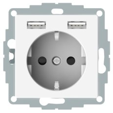 Zásuvka SCHUKO ELSO 16A + 2x USB nabíječka 2.4A, čistě bílá ELG365344