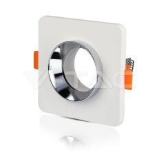 GU10 Fitting Gypsum Metal White Plaster With Chrome, Square, Recessed, VT-862