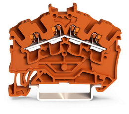 4vodičová průchozí svorka, s ovládacím tlačítkem, 2,5 mm2, Oranžová
