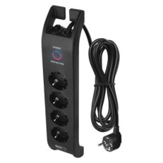 Přepěťová ochrana SCHUKO 1800J 4 zásuvky, 2m, černá EMOS P54222