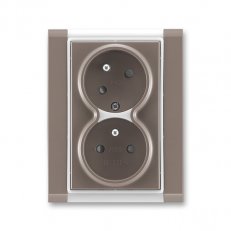 Dvojzásuvka s clonkami bezšroubová 5513F-C02357 26 lungo/mléčná bílá Time ABB