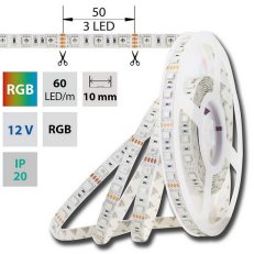LED pásek SMD5050 RGB, 60LED/m, 14,4W/m, DC12V, 560lm/m, IP20, 10mm, 5m