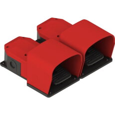 Dvojitý nožní spínač M20x1,5, plast, 2NO+2NC/2NO+2NC, červená PC2-133