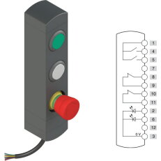 Ovládací jednotka BN 3 prvky (konfigurace B07) IP65 PIZZATO BNAC3ZB07