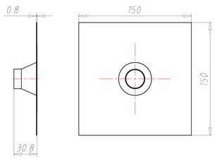 Těsnící manžeta ALU-Butyl 150x150x30mm pro vedení d25-32mm KAISER 9079-49
