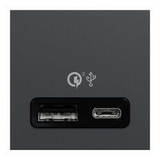 NOVÁ UNICA Dvojitý nabíjecí USB konektor A+C 18W, 2.4A, 2M, Antracit