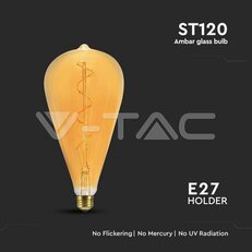 LED Bulb 4W Filament Spiral ST120 2700K Amber Glass VT-2273, V-TAC SKU23172