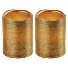 Svíčky LED, 5x10cm, metalické zlaté, 3x AAA, jantarová, 2 ks