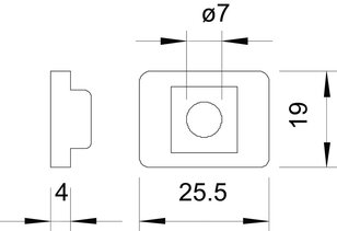 OBO 2033 D 25x19 Distanční díl pro kabelové úchyty 25,5x19x4mm světle šedá PS