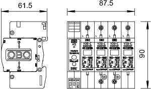 OBO V20-C 4+AS-280 Svodič přepětí, typ 2, 4P s akust.sig., 280V