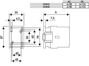 Motorový stykač CEM40.00-220V DC, 3p, 3xNO,60A/40A ETI 004647201
