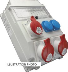 Zásuvková rozvodnice 1x3253+2x1653+2x230V, 11 modulové okénko, IP54 ROS 11/x-14