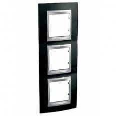 Schneider MGU66.006V.093 Krycí rámeček Top trojnásobný vert., Rhodium Black/alu