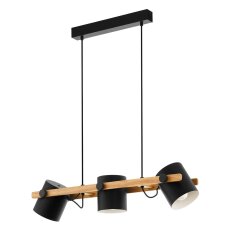 Závěsné svítidlo HORNWOOD E27 černá-krémová/dřevo 3X60W IP20 EGLO 43517