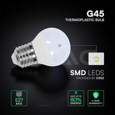 3,7W LED Bulb E27 CREE CHIP G45 4500K VT-1830, V-TAC SKU2141626