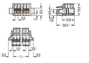 Pružinová svorka Push-in CAGE CLAMP sv.šedá 1,5mm2 10pól. WAGO 2734-110/037-000