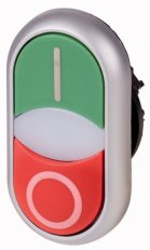 Eaton M22-DDLM-GR-X1/X0 Dvojité tlačítko, bílá čočka, I/O zelená/červená