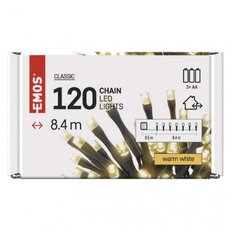 LED vánoční řetěz, 8,4 m, 3x AA, venkovní i vnitřní, teplá bílá, časovač