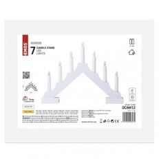 LED svícen dřevěný bílý, 29 cm, 2x AA, vnitřní, teplá bílá, časovač EMOS DCAW12