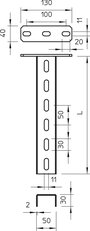 OBO US 3 K 60 A2 Závěs se základovou deskou 50x30x600 Nerez 1.4307 A2 1.4301