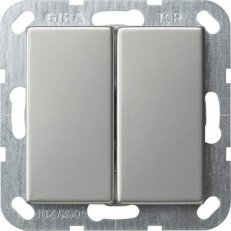 Tlačítkový spínač přepínač 2x rovný System 55 nerez GIRA 2861600