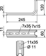 TPSA 245 FT Nástěnný a závěsný výložník TP, B245mm, Ocel, St OBO 6364667