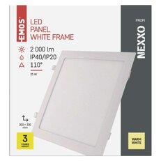 LED vestavné svítidlo NEXXO, čtvercové, bílé, 25W, teplá bílá EMOS ZD2154