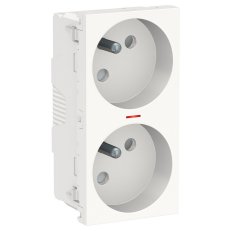 Zásuvka NOVÁ UNICA dvojitá 45o 250V/16A 2x2P+E kontrolka, clonky, bezšr., Bílá