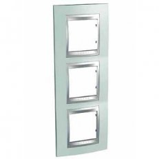 Schneider MGU66.006V.094 Krycí rámeček Top trojnásobný vert., Fluor Green/alu