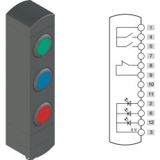 Ovládací jednotka BN 3 prvky (konfigurace A77) Konektor M12,12 pólů, IP65