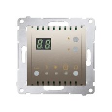 Termostat s displejem, vestavěný senzor teploty, 16(2) A, 230V, zlatá matná