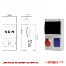 Zásuvková rozvodnice s chráničem D231 2x230V SCAME D231.2000-8