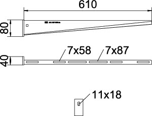 Nástěnný výložník OBO AW 15 61 A2 B610mm Nerez ocel