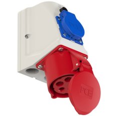 zásuvka průmyslová 5P 32A/380V ,6h + 16A/230V CZ IP44 COMBO pojistka PCE 9225-6f