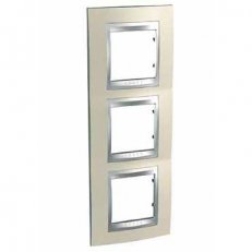 Schneider MGU66.006V.095 Krycí rámeček Top trojnásobný vert., Opal Titanium/alu
