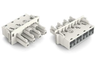 Zásuvka Snap-In, s přečnívajícím profilem konektoru, 4pól., bílá