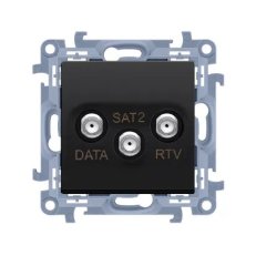 Anténní zásuvka RTV-DATA-SAT útlum:1,5dB černá matná :3021 CADSATF.01/49