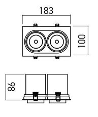 XSLIDE REC. FITTING 2x12W 220-240V AC 30