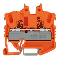 2vodičová průchozí svorka Mini, s ovládacím tlačítkem, 2,5 mm2, Oranžová